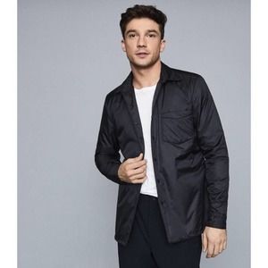 Reiss Pudra Lightly Padded Coach Jacket Navy Blue-S